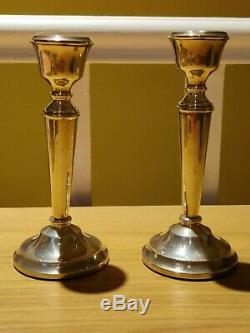 Vintage A T Cannon Hallmarked Birmingham Silver Candlesticks Pair 6