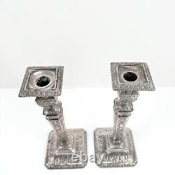 Vintage Adam Style Neoclassical 2 Candlesticks 12 Silver Plated Pair Victorian
