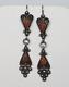 Vintage Algerian Kabyle Berber Sterling Silver Red Coral Dangle Earrings