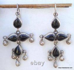 Vintage Antique Design Silver Earring Pair Belly Dance