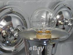 Vintage Antique Pair Art Deco Chrome Slip Shade Wall Sconces Custard Glass