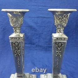 Vintage Antique/Pair Candlesticks Copper Silver Plated -Candle Holders Patterned