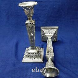 Vintage Antique/Pair Candlesticks Copper Silver Plated -Candle Holders Patterned