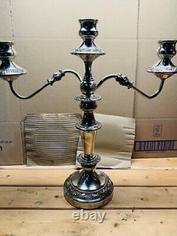 Vintage Antique Pair Of American Goldfeder Silver Candelabras Silverplate