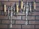 Vintage Antique Pair Wall Sconces Silver Plate 2 Arm Wall Lights