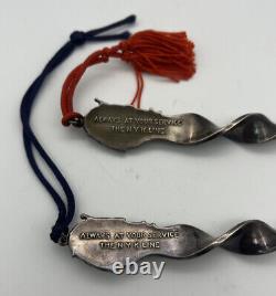 Vintage Antique Silver Pair of matching Bookmarks Flag at your service NYK