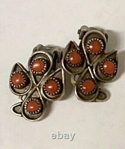 Vintage Antique Sterling 925 Navajo Zuni Pueblo Turquoise Clip Earring Lot 6