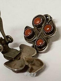 Vintage Antique Sterling 925 Navajo Zuni Pueblo Turquoise Clip Earring Lot 6