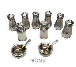 Vintage Antique Sterling Silver Salt Pepper Shakers Lot Salt Cellar With Spoons