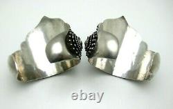 Vintage Antique Stunning Pair Sterling Silver Matching Siam Cuff Bracelets