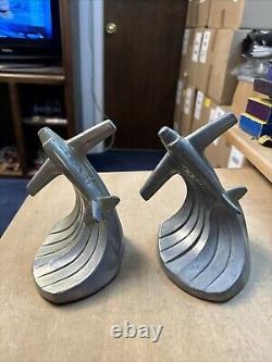 Vintage Art Deco Airplane Bookends, Aluminum, pair USA Style 1984