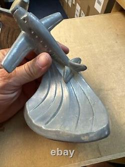 Vintage Art Deco Airplane Bookends, Aluminum, pair USA Style 1984