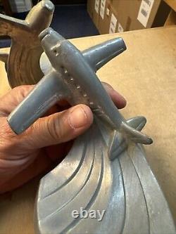 Vintage Art Deco Airplane Bookends, Aluminum, pair USA Style 1984