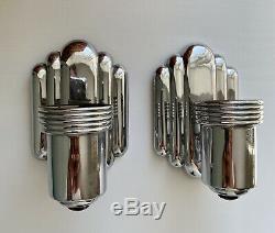 Vintage Art Deco Chrome Sconces Antique