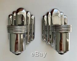 Vintage Art Deco Chrome Sconces Antique