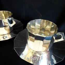 Vintage Art Deco Coffee Cups Silverplate Pair Chocolate French Antique French