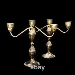 Vintage Art Deco Sterling Silver Candlestick Holder Candelabra's A Pair