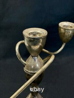 Vintage Art Deco Sterling Silver Candlestick Holder Candelabra's A Pair