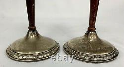 Vintage Artdeco Sterling Silver Candle Stick Holders Rosewood Weighted Pair