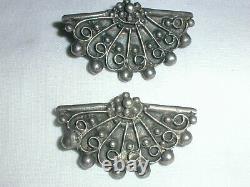 Vintage Arts & Crafts Lillian Pine Sterling Silver Pair Of Fan Brooches