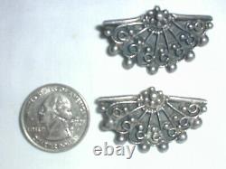 Vintage Arts & Crafts Lillian Pine Sterling Silver Pair Of Fan Brooches