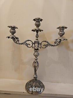 Vintage Baroque Style Pair of Silver Plate Candlesticks, 12 Pieces, Adjustable