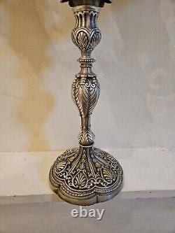 Vintage Baroque Style Pair of Silver Plate Candlesticks, 12 Pieces, Adjustable