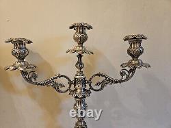 Vintage Baroque Style Pair of Silver Plate Candlesticks, 12 Pieces, Adjustable