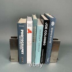 Vintage Bauhaus Inspired Zack Stainless Steel I-Beam Bookend Pair Industrial MCM