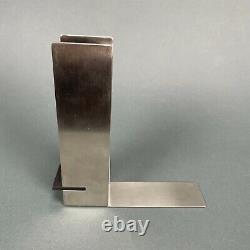 Vintage Bauhaus Inspired Zack Stainless Steel I-Beam Bookend Pair Industrial MCM