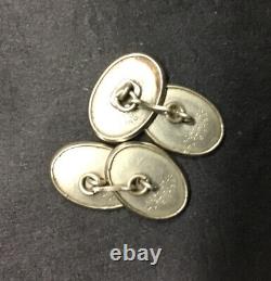 Vintage Belais 14kt White Gold Front Pair Oval CuffLinks