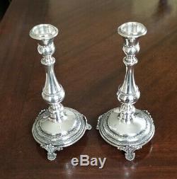 Vintage Ben Zion Israel Pair of Sterling Candle Holders 6 1/2 Tall 148 g
