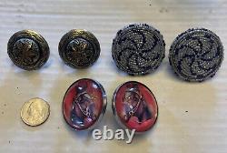 Vintage Bridle Rosette lot! Beaded, Glass Dome, Silver Engraved