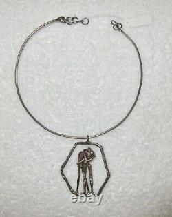 Vintage Brutalist Kepenyes SIGNED Necklace Reversible Kissing Couple Erotic