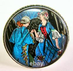 Vintage Butterfly Wing Pin Sterling Silver England Dancing Couple Turquoise