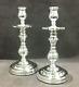 Vintage Christofle Fleuron Pair Of Silver-plate Large Candle-stick Holders