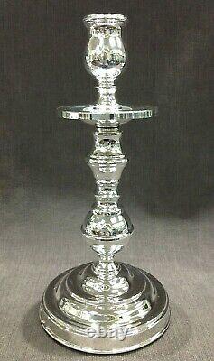 Vintage CHRISTOFLE Fleuron Pair of Silver-Plate Large Candle-Stick Holders