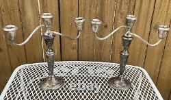 Vintage Candleholder Set Pair Toppers Gorham Candelabra Weighted Sterling Silver