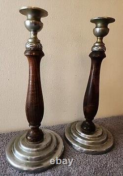 Vintage Candlestick Pair Holders (Sterling Silver E110)