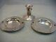 Vintage Cartier Pair Ashtrays And Candlestick Set Silver Plated 1990