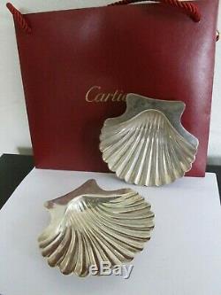 Vintage Cartier Pair Of Sterling Silver Shell Caviar Dishes
