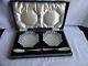 Vintage Cased Pair Of Star Cut Butter Dishes With Silver Knives 1963