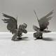 Vintage Cast Brass Roosters Pair Of Silver Tone Bookends