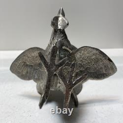 Vintage Cast Brass Roosters Pair of Silver Tone Bookends