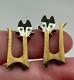 Vintage Cecelia Toño Modernist Sterling Silver Mixed Metal Cat Cufflinks Mcm