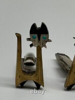 Vintage Cecelia Toño Modernist Sterling Silver Mixed Metal Cat Cufflinks MCM