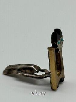 Vintage Cecelia Toño Modernist Sterling Silver Mixed Metal Cat Cufflinks MCM
