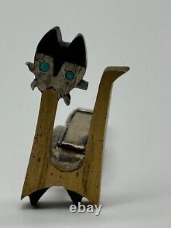 Vintage Cecelia Toño Modernist Sterling Silver Mixed Metal Cat Cufflinks MCM