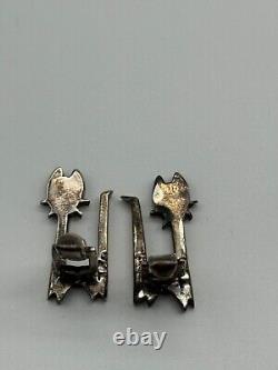 Vintage Cecelia Toño Modernist Sterling Silver Mixed Metal Cat Cufflinks MCM