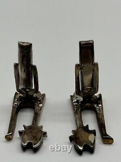 Vintage Cecelia Toño Modernist Sterling Silver Mixed Metal Cat Cufflinks MCM